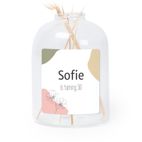 Petit vase verre transparent avec autocollant carré - Lot de 6 Petit vase verre transparent avec autocollant carré - Lot de 6