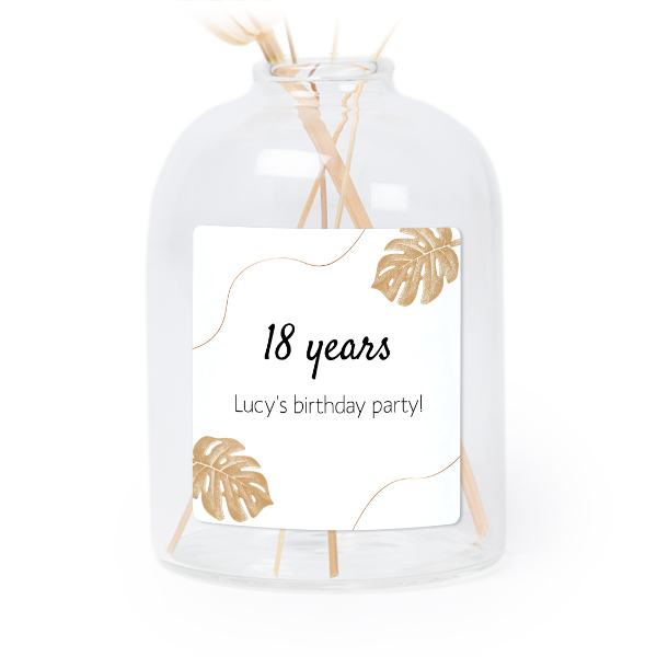 Personalised Clear Glass Vase with Square Stickers – Set of 6