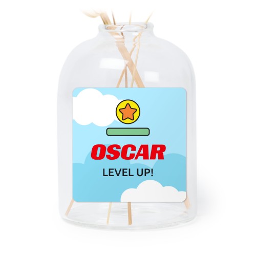 Mini-Glasvase mit Aufkleber Querformat - 6 Stück