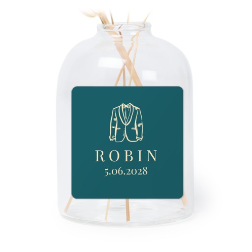 Personalised Clear Glass Vase with Square Stickers – Set of 6