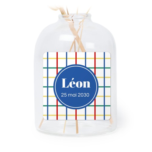 Petit vase verre transparent avec autocollant carré - Lot de 6