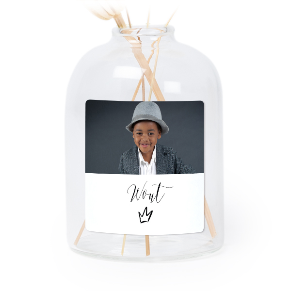 Petit vase verre transparent avec autocollant carré - Lot de 6 Petit vase verre transparent avec autocollant carré - Lot de 6