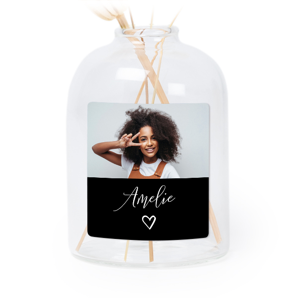 Personalised Clear Glass Vase with Square Stickers – Set of 6