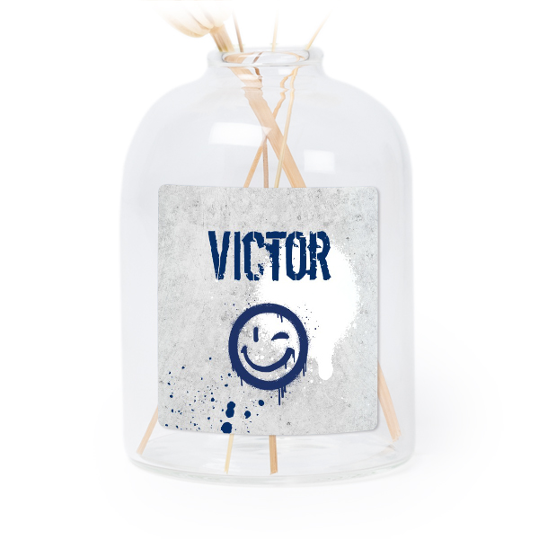 Personalised Clear Glass Vase with Square Stickers – Set of 6