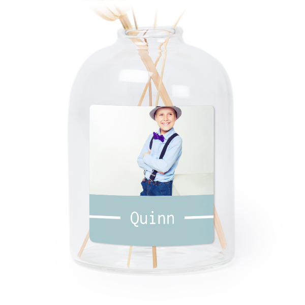 Petit vase verre transparent avec autocollant carré - Lot de 6 Petit vase verre transparent avec autocollant carré - Lot de 6