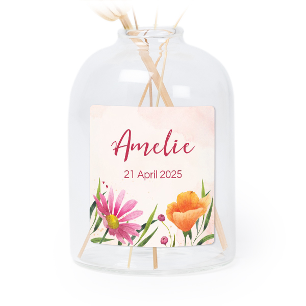 Petit vase verre transparent avec autocollant carré - Lot de 6