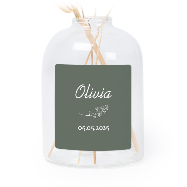 Personalised Clear Glass Vase with Square Stickers – Set of 6