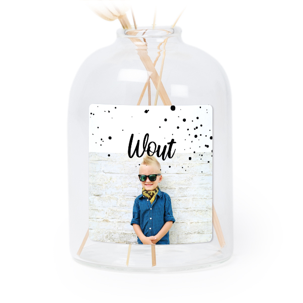 Petit vase verre transparent avec autocollant carré - Lot de 6 Petit vase verre transparent avec autocollant carré - Lot de 6