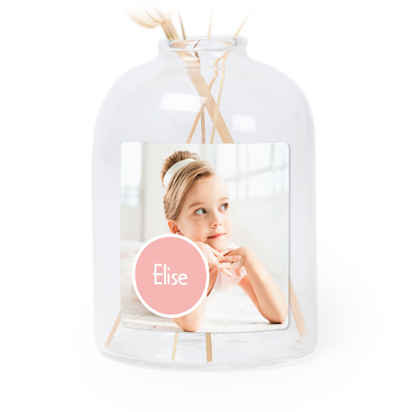 Petit vase verre transparent avec autocollant carré - Lot de 6 Petit vase verre transparent avec autocollant carré - Lot de 6