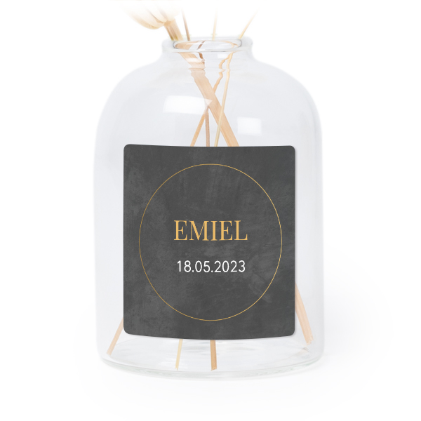 Petit vase verre transparent avec autocollant carré - Lot de 6