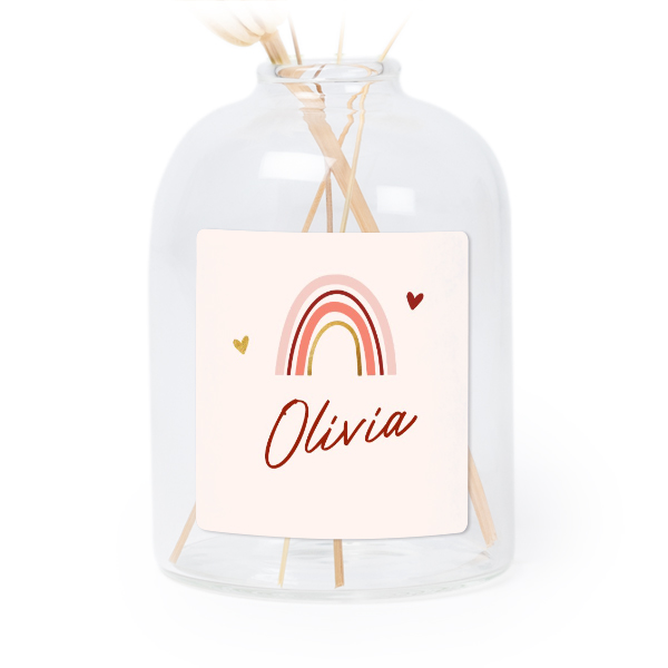 Personalised Clear Glass Vase with Square Stickers – Set of 6