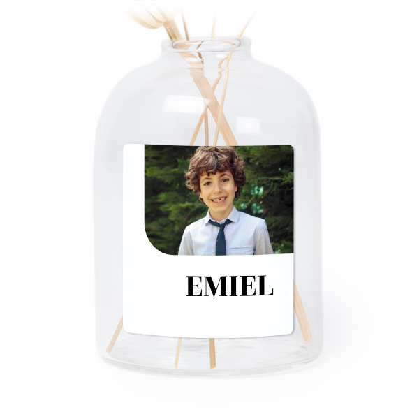 Personalised Clear Glass Vase with Square Stickers – Set of 6