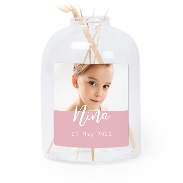 Petit vase verre transparent avec autocollant carré - Lot de 6 Petit vase verre transparent avec autocollant carré - Lot de 6