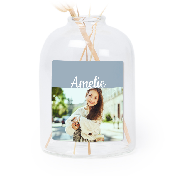 Petit vase verre transparent avec autocollant carré - Lot de 6 Petit vase verre transparent avec autocollant carré - Lot de 6