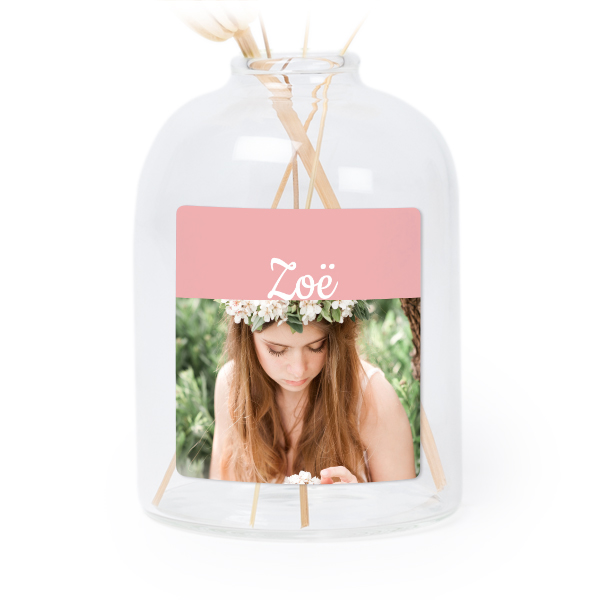 Personalised Clear Glass Vase with Square Stickers – Set of 6
