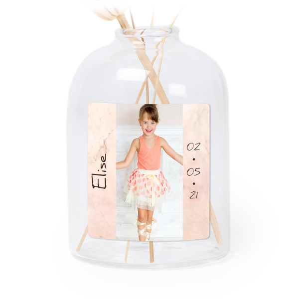 Petit vase verre transparent avec autocollant carré - Lot de 6 Petit vase verre transparent avec autocollant carré - Lot de 6