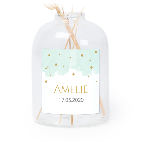 Personalised Clear Glass Vase with Square Stickers – Set of 6