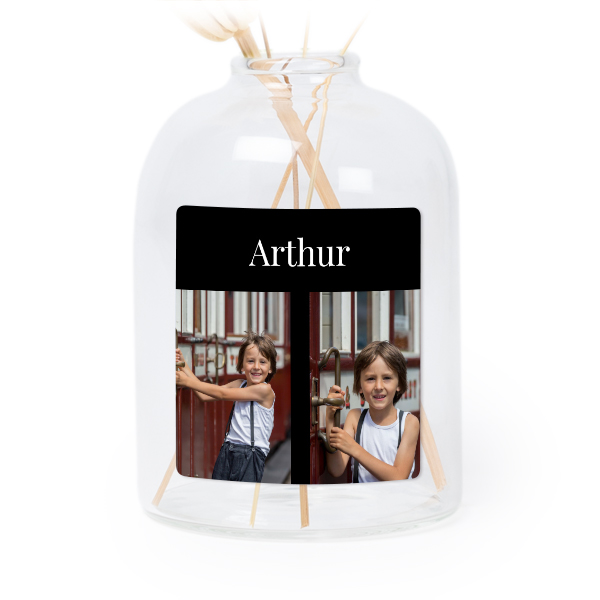 Petit vase verre transparent avec autocollant carré - Lot de 6 Petit vase verre transparent avec autocollant carré - Lot de 6