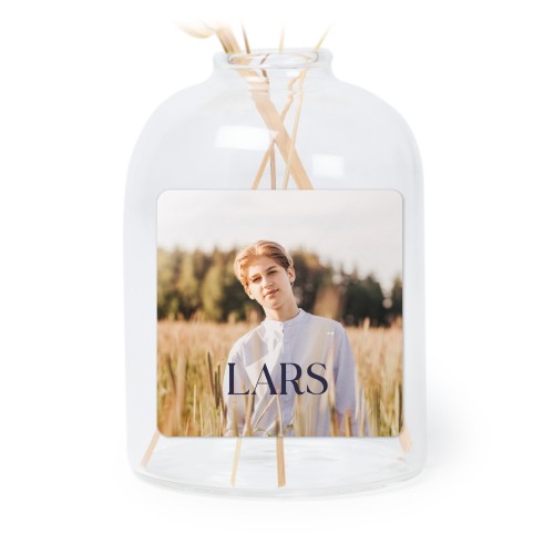 Personalised Clear Glass Vase with Square Stickers – Set of 6
