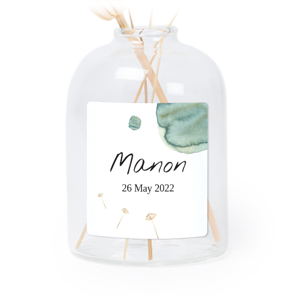 Petit vase verre transparent avec autocollant carré - Lot de 6