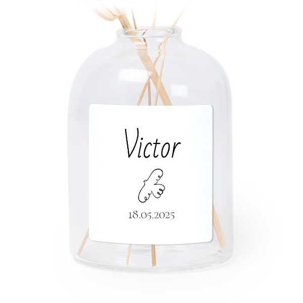 Personalised Clear Glass Vase with Square Stickers – Set of 6