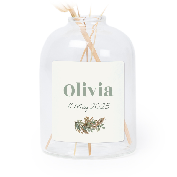 Personalised Clear Glass Vase with Square Stickers – Set of 6