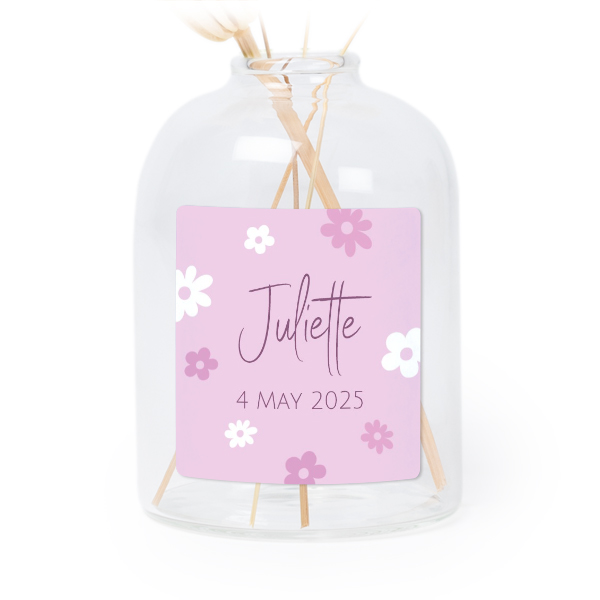 Personalised Clear Glass Vase with Square Stickers – Set of 6