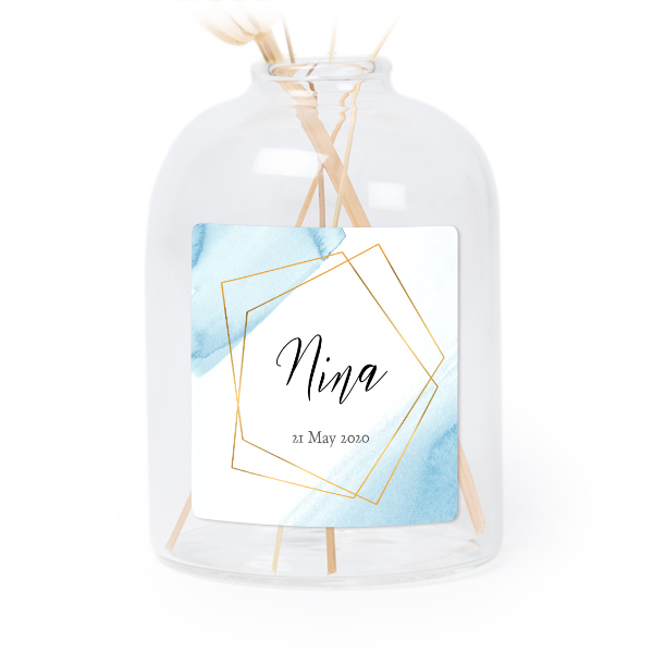Petit vase verre transparent avec autocollant carré - Lot de 6