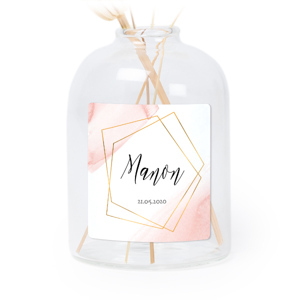 Petit vase verre transparent avec autocollant carré - Lot de 6