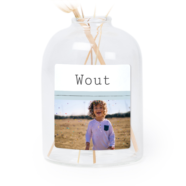 Petit vase verre transparent avec autocollant carré - Lot de 6