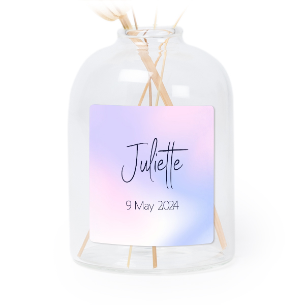 Petit vase verre transparent avec autocollant carré - Lot de 6 Petit vase verre transparent avec autocollant carré - Lot de 6