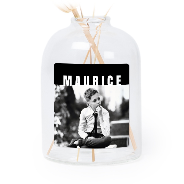 Personalised Clear Glass Vase with Square Stickers – Set of 6