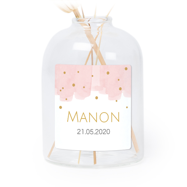 Personalised Clear Glass Vase with Square Stickers – Set of 6