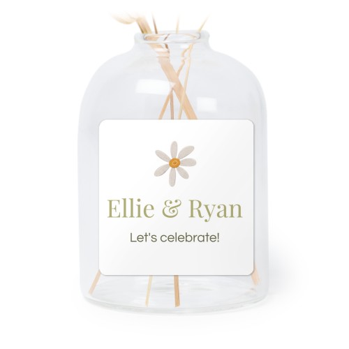 Personalised Clear Glass Vase with Square Stickers – Set of 6