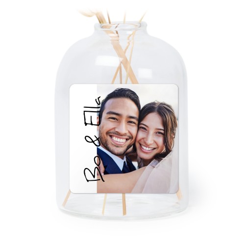Glazen vaasjes doorzichtig met vierkante sticker - set van 6