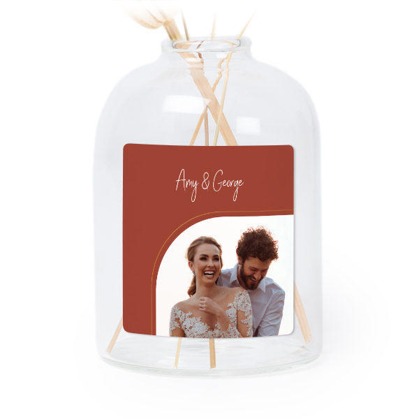 Petit vase verre transparent avec autocollant carré - Lot de 6 Petit vase verre transparent avec autocollant carré - Lot de 6