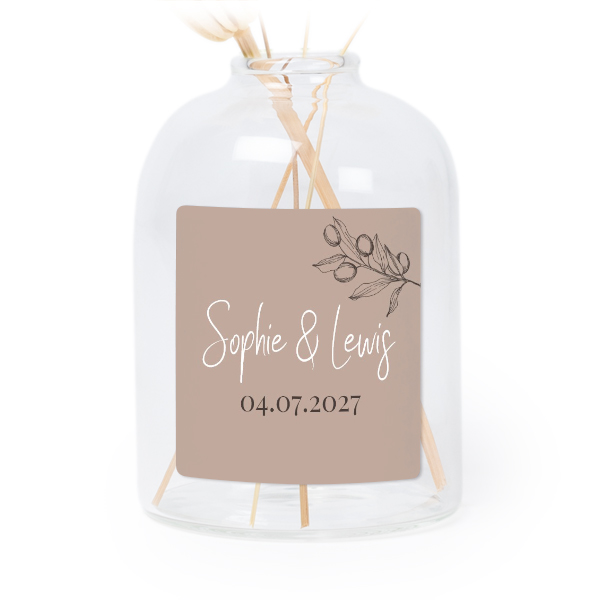 Petit vase verre transparent avec autocollant carré - Lot de 6 Petit vase verre transparent avec autocollant carré - Lot de 6