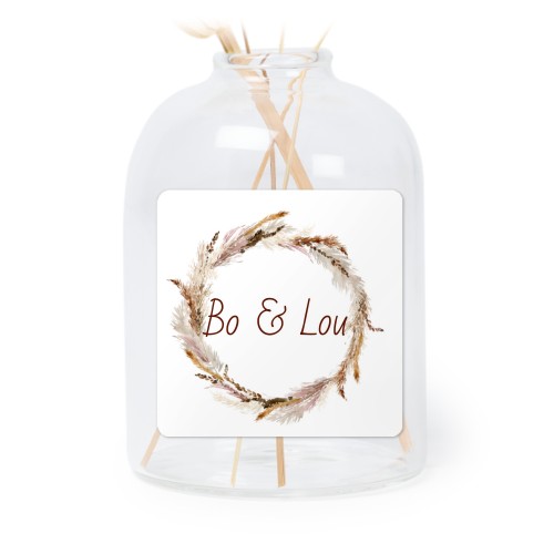 Personalised Clear Glass Vase with Square Stickers – Set of 6