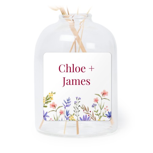 Personalised Clear Glass Vase with Square Stickers – Set of 6