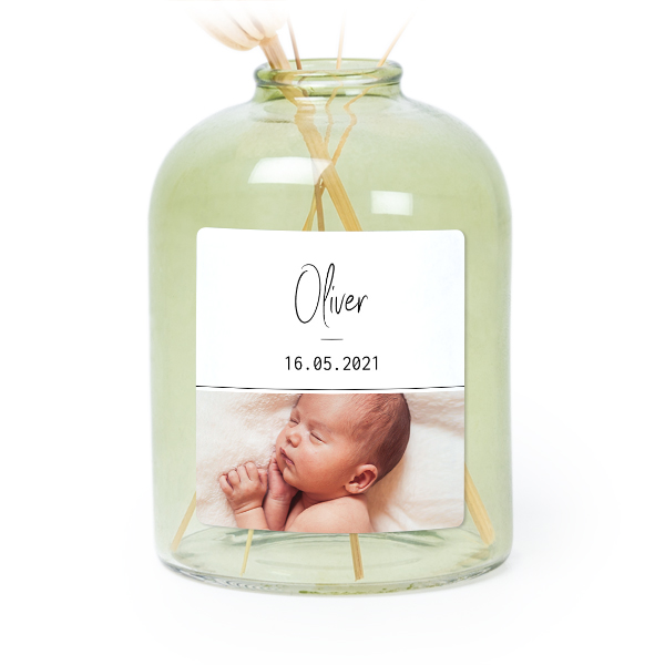 Små gröna vaser med fyrkantiga klistermärken – 6 st