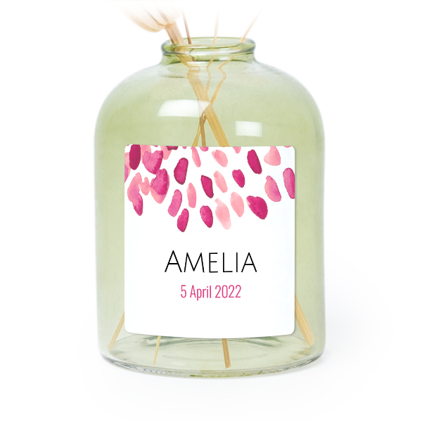 Personalised Green Glass Vase with Square Stickers – Set of 6