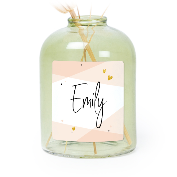 Personalised Green Glass Vase with Square Stickers – Set of 6