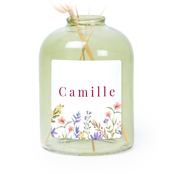 Petit vase verre vert avec autocollant carré - Lot de 6 Petit vase verre vert avec autocollant carré - Lot de 6