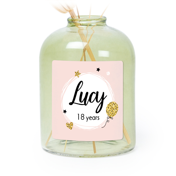 Petit vase verre vert avec autocollant carré - Lot de 6 Petit vase verre vert avec autocollant carré - Lot de 6