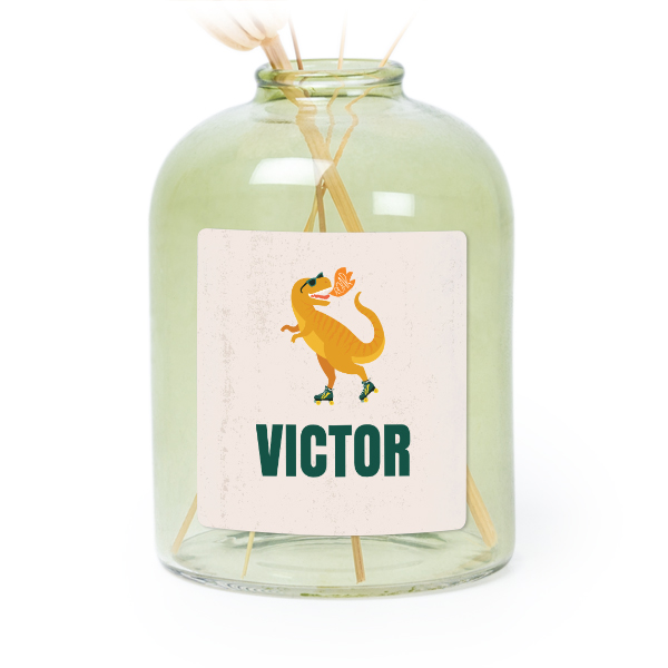 Petit vase verre vert avec autocollant carré - Lot de 6 Petit vase verre vert avec autocollant carré - Lot de 6