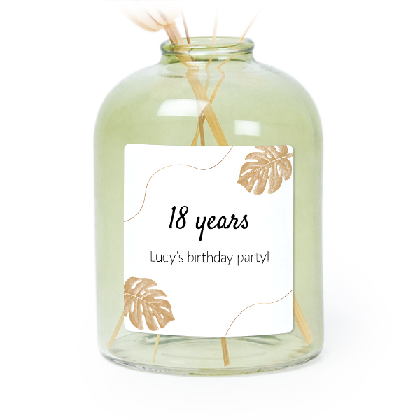 Personalised Green Glass Vase with Square Stickers – Set of 6