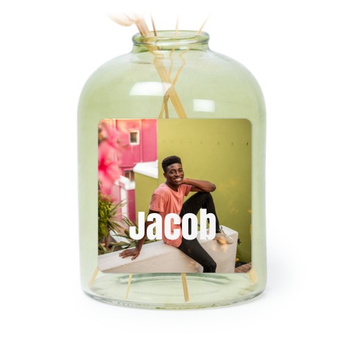 Personalised Green Glass Vase with Square Stickers – Set of 6