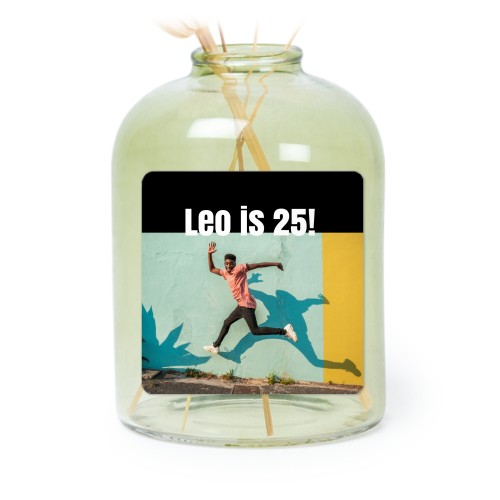 Petit vase verre vert avec autocollant carré - Lot de 6 Petit vase verre vert avec autocollant carré - Lot de 6