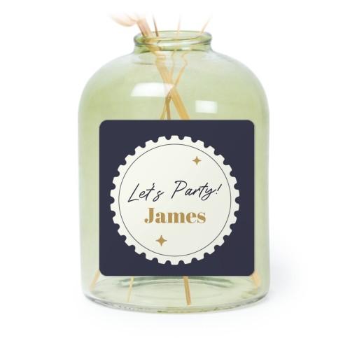 Glazen vaasjes groen met vierkante sticker - set van 6 Glazen vaasjes groen met vierkante sticker - set van 6