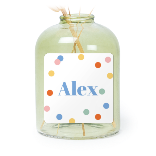 Personalised Green Glass Vase with Square Stickers – Set of 6 Personalised Green Glass Vase with Square Stickers – Set of 6
